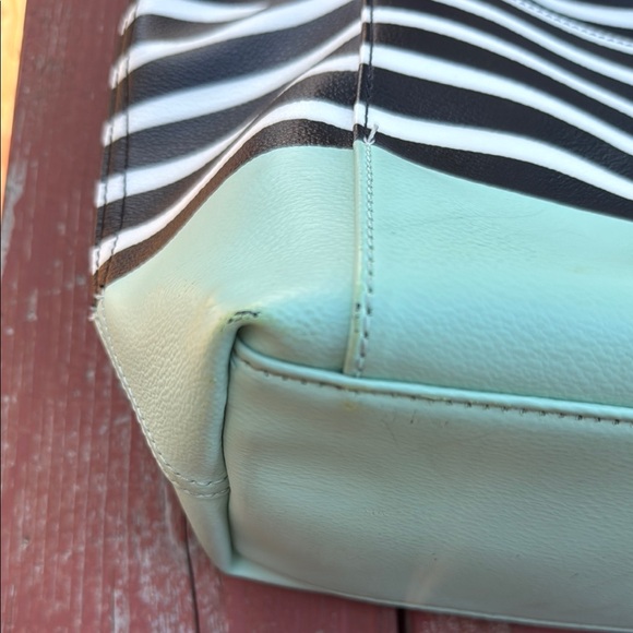 Kate Spade Black and Mint Striped Tote - Picture 3 of 12